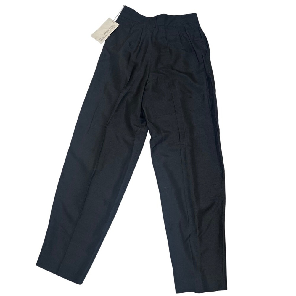 Quiet Luxury Old Money Vintage Black 100% Silk Pleated Trousers HighWaist  6 NWT - Picture 4 of 8